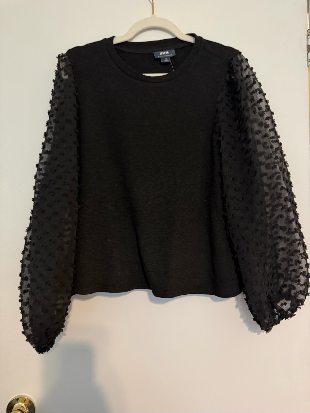 Anthropologie Black Puff Dot-Sleeve Sweatshirt